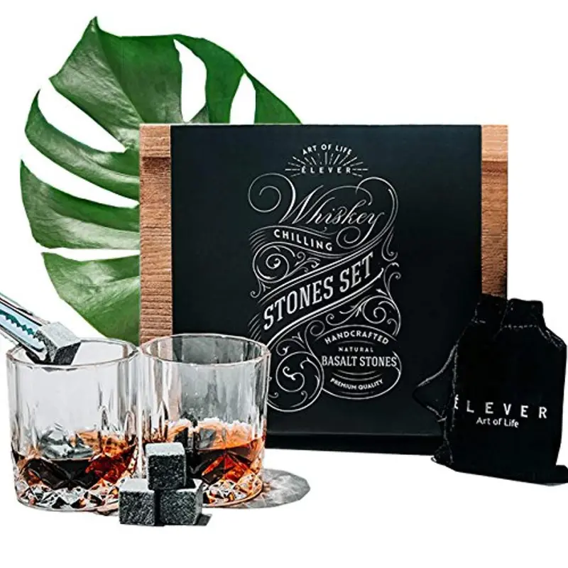 Élever Whiskey Chilling Set – Premium Stone Cooling Rocks Paired With Crafted Whiskey Glasses 1