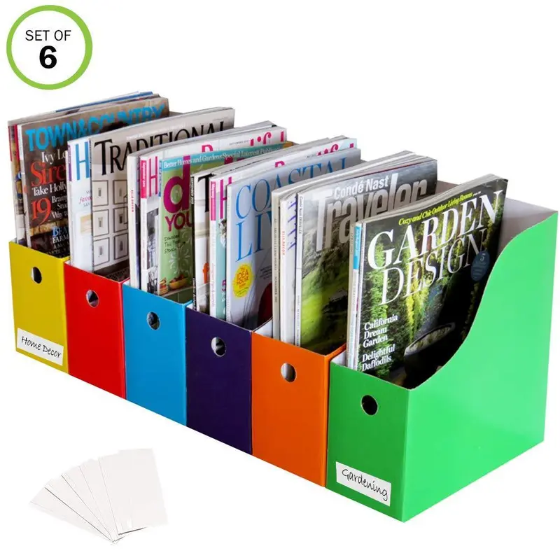 Evelots Magazine File Holder Set – 6-Pack Heavy-Duty Cardboard Organizers, 4-Inch Width 1