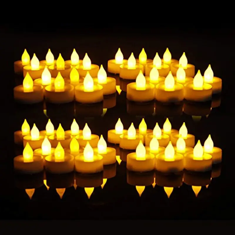 Everbrite 48-Pack Led Flameless Tea Lights – Warm Yellow Flickering Battery-Operated Tealights (Batteries Included) 1
