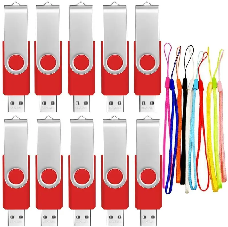 Febniscte 8Gb Usb 2.0 Flash Drive Bulk Pack – 10-Piece Swivel Thumb Drive Set With Led Light And Keychain Ropes 1