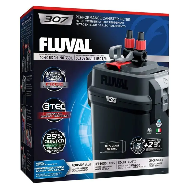 Fluval 307 Canister Filter – Reliable External Filtration For Up To 75-Gallon Freshwater Or Saltwater Setups 2