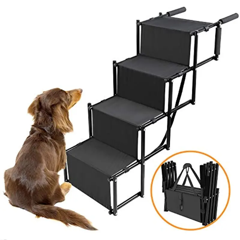 Foldable Metal Dog Car Ramp – Lightweight Portable Stairs For Suvs, Trucks, Beds & Couches | Joint-Friendly Pet Step For Dogs And Cats 1