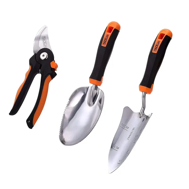 Garden Tool Set Ggt3A – 3-Piece Stainless Steel Kit Featuring Pruning Shears, Trowel & Scoop With Ergonomic Rubber Handles 3