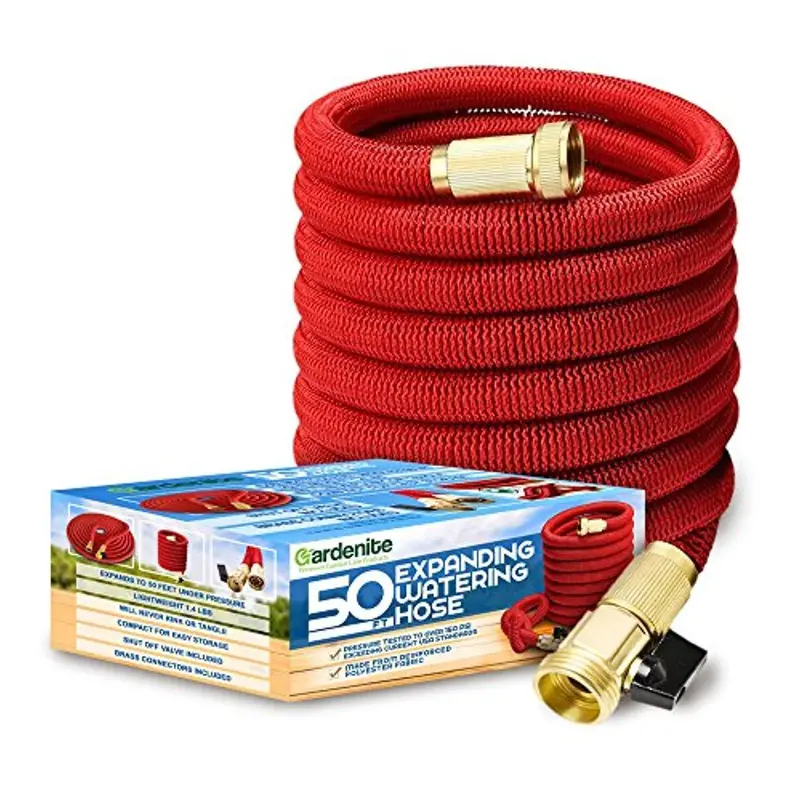 Gardenite 50-Foot Expandable Garden Hose – Triple-Layer Fabric Construction, Kink-Free Flexibility & Solid Brass Fittings 1