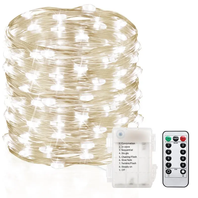 Gdealer 120-Led Fairy String Lights – 39 Ft Battery-Powered Copper Wire Lights With 8 Lighting Modes & Remote (Cool White) 3