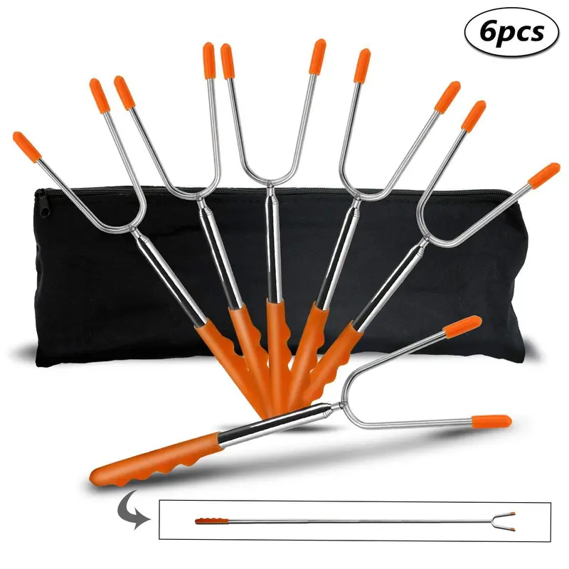 Gikpal Telescoping Marshmallow Roasting Sticks – 6-Pack Stainless Steel Bbq Skewers With 45-Inch Extendable & Rotating Design For Campfires, Fire Pits, And Outdoor Cooking 1