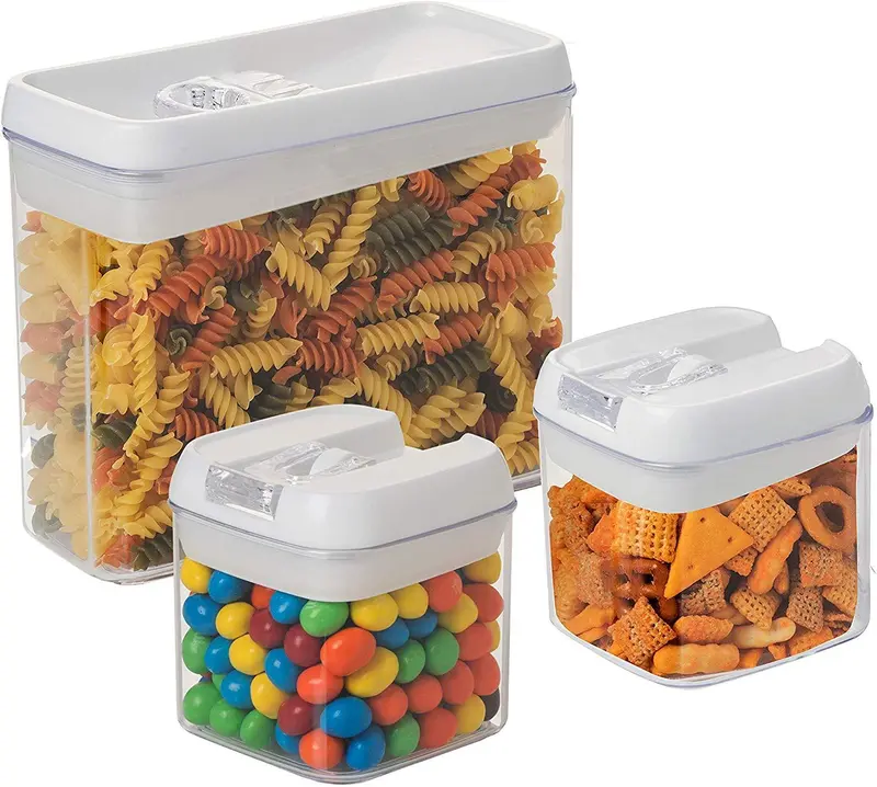 Guru Products Clear Airtight Food Storage Set – 5-Piece Bpa-Free Kitchen Canister System With White Lids 1