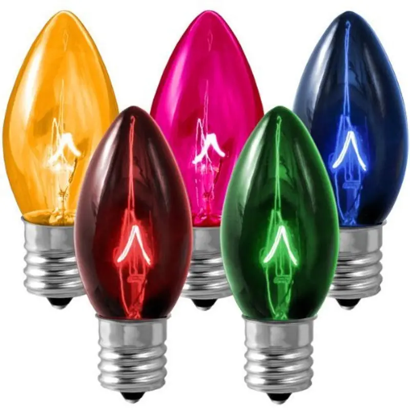 Hls C9 Transparent Multi-Color Christmas Mini Lights – 25-Pack, 7-Watt Intermediate Base Bulbs 1