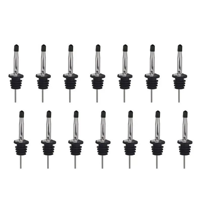 Homder Stainless Steel Bottle Pourers – 14-Pack Leak-Resistant Liquor, Oil, And Whiskey Spouts With Dust Caps 1