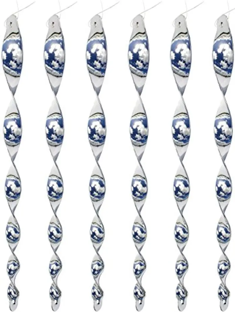 Homescape Creations Reflective Bird Scare Rods – Ornamental Spiral Deterrent Kit With 6 Hanging Hooks, 15" Tall (6-Pack) 1