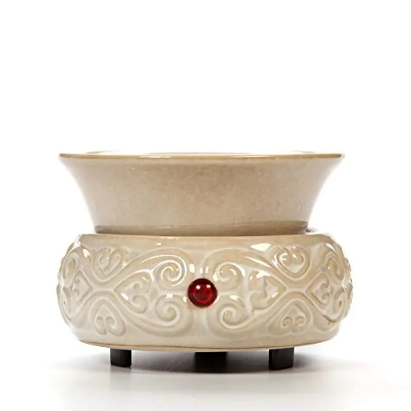 Hosley Cream Ceramic Wax Warmer For Aromatherapy – Compatible With Wax Melts, Essential Oils, And Fragrance Oils 1