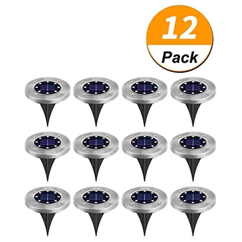 Huyhu Solar Ground Lights – 12-Pack In-Ground Led Landscape Disks For Pathways, Lawns & Patios 1