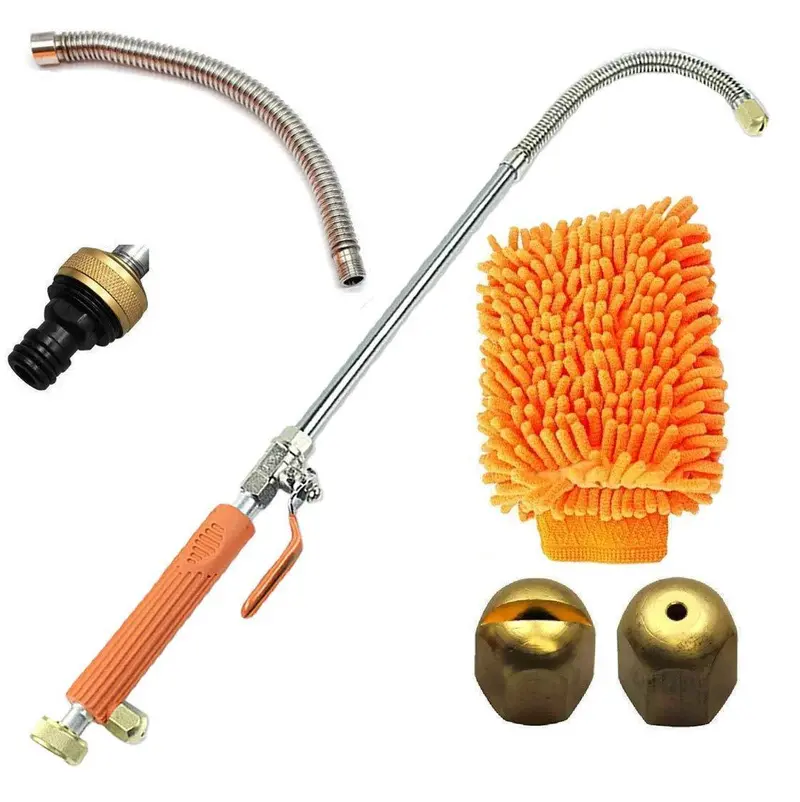 Hydro-Jawn 27-Inch Orange High-Pressure Extension Wand For Power Washers – Flexible Jet Wand With Dual Nozzles, Hose Adapter, And Cleaning Mitt For Vehicles, Boats, Windows & Gardens 1