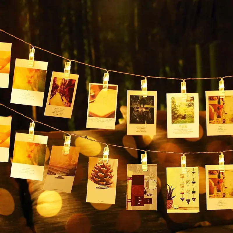Jeswell Battery-Operated Photo Clip String Lights – 40-Led Warm White Display Lights With 2 Modes For Bedrooms, Weddings, Birthdays & Holiday Decor 1