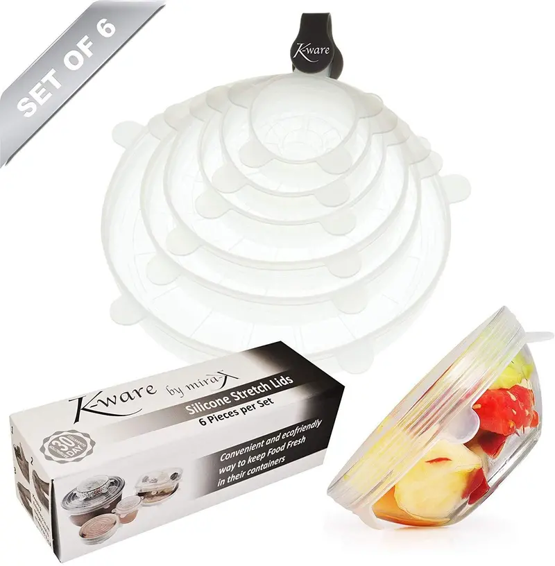K-Ware Silicone Stretch Lid Set – 6-Piece Reusable, Dishwasher-Safe Bowl Covers For Fresh Food Storage 1