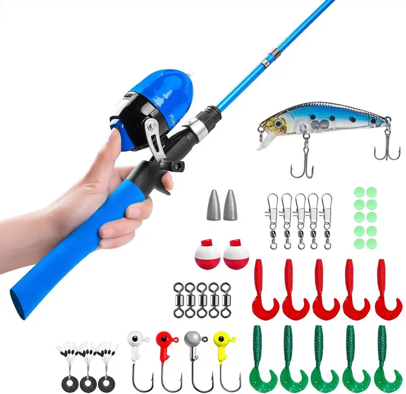 Kids’ Telescopic Spincast Fishing Rod Combo – Lightweight Rod, Reel, Line & String Set 1