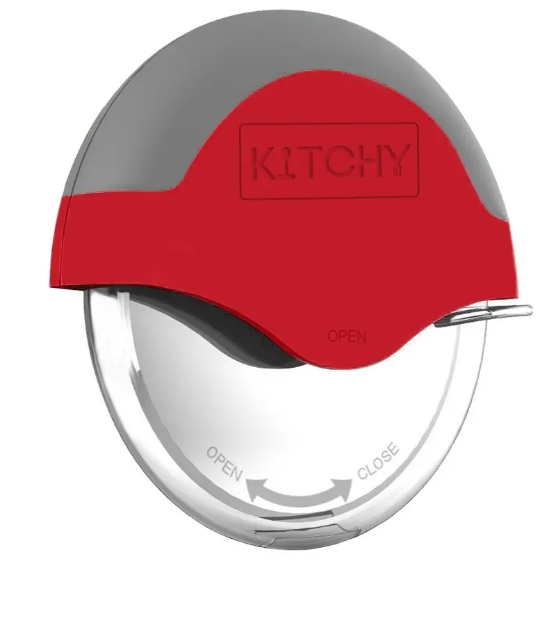 Kitchy Pizza Wheel Cutter – Stainless Steel Rolling Slicer With Protective Blade Guard & Easy-Clean Design (Red) 3
