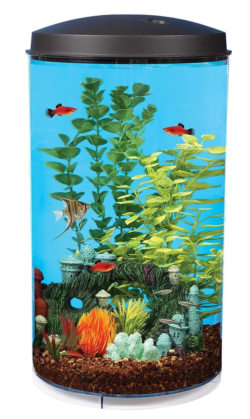 Koller Aquaview 6-Gallon 360° Fish Tank – All-In-One Aquarium With Built-In Power Filter & Led Lighting 1