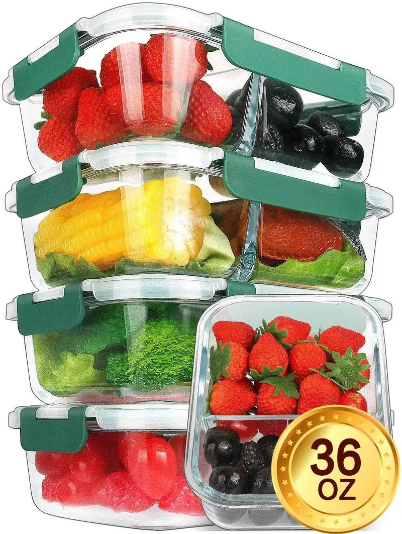 Komuee Glass Meal Prep Containers – 5-Pack, 36 Oz Airtight Food Storage With Lifetime-Use Lids And Portion-Control Design 1