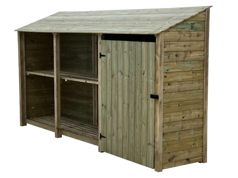 Large Wooden Garden Tool Storage Cabinet With Shelf (335 × 126/180 × 88 Cm) 3
