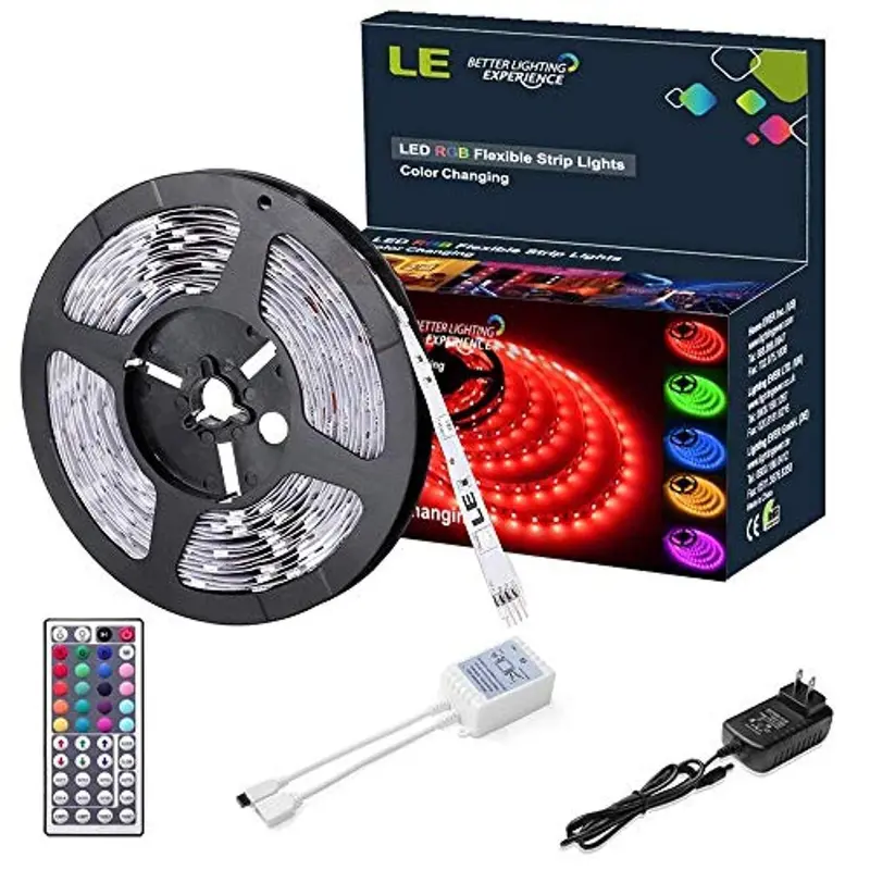 Le Rgb Led Strip Light Kit – 5M (16.4Ft) Color-Changing 12V Tape Light With Remote & Power Adapter 1