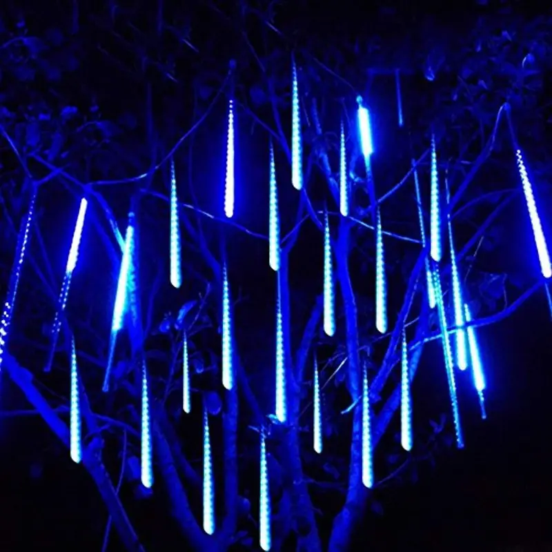 Led Meteor Shower Tube Lights – 8-Tube Falling Raindrop Effect With 144 Blue Leds (30Cm Each) For Indoor/Outdoor Decor 1