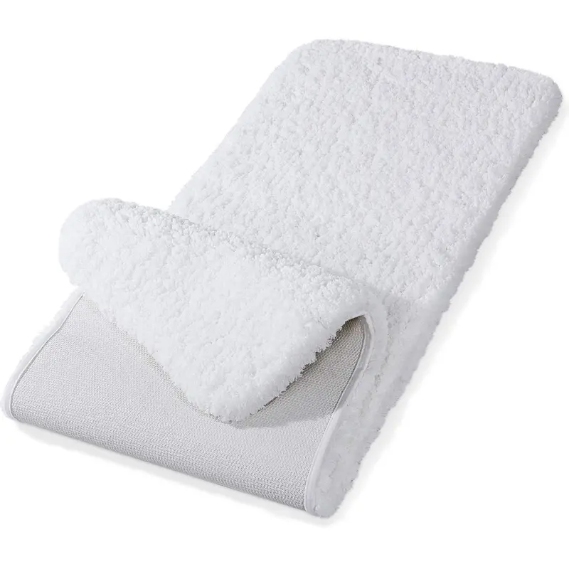 Lifewit Soft Shag Bath Mat – White Non-Slip Bathroom Rug With Rubber Backing, 32" X 20" 2