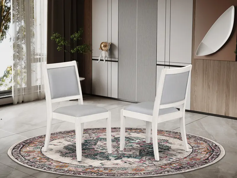 Light Gray Faux Leather Dining Chair – Contoured Back, Contemporary Finish 1