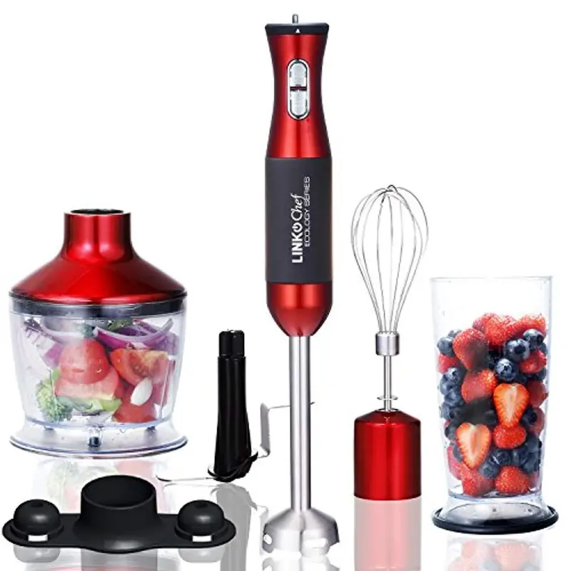 Linkchef 4-In-1 Immersion Blender Kit – 800Ml Beaker, Stainless Whisk, 500Ml Chopper & Quiet Motor – Bpa-Free, Fda-Approved, 3-Year Warranty 1
