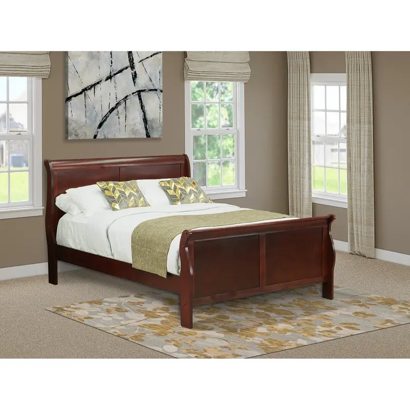 Louis Philippe Queen-Sized Platform Bed In Walnut Finish 1