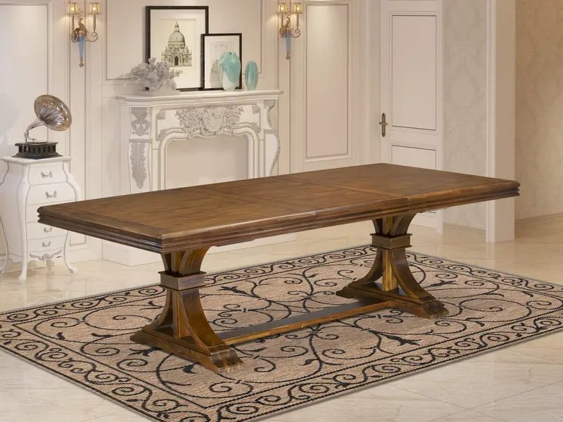 Luxe Antique Walnut Kitchen Table By East West Furniture: Removable Rectangular Top 1