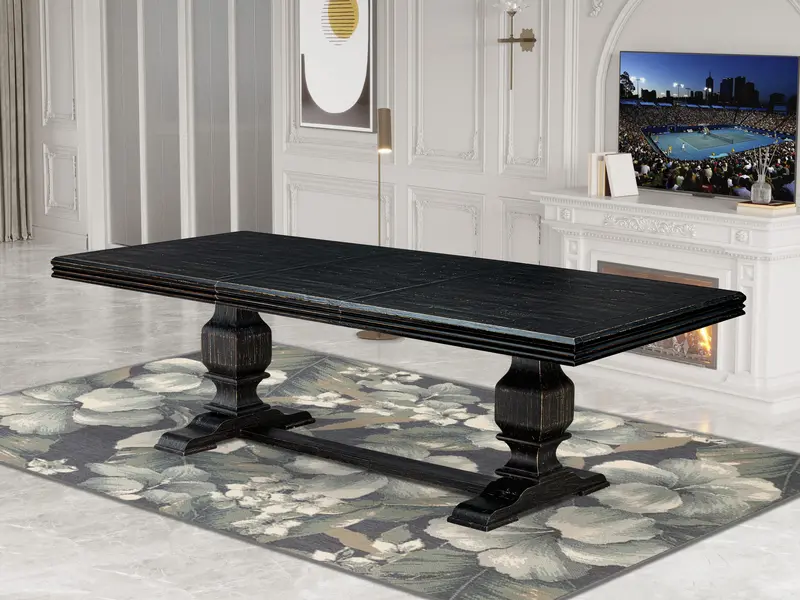 Luxe Sandblasted Black Wooden Dining Room Table By East West Furniture: Removable Rectangular Top 1