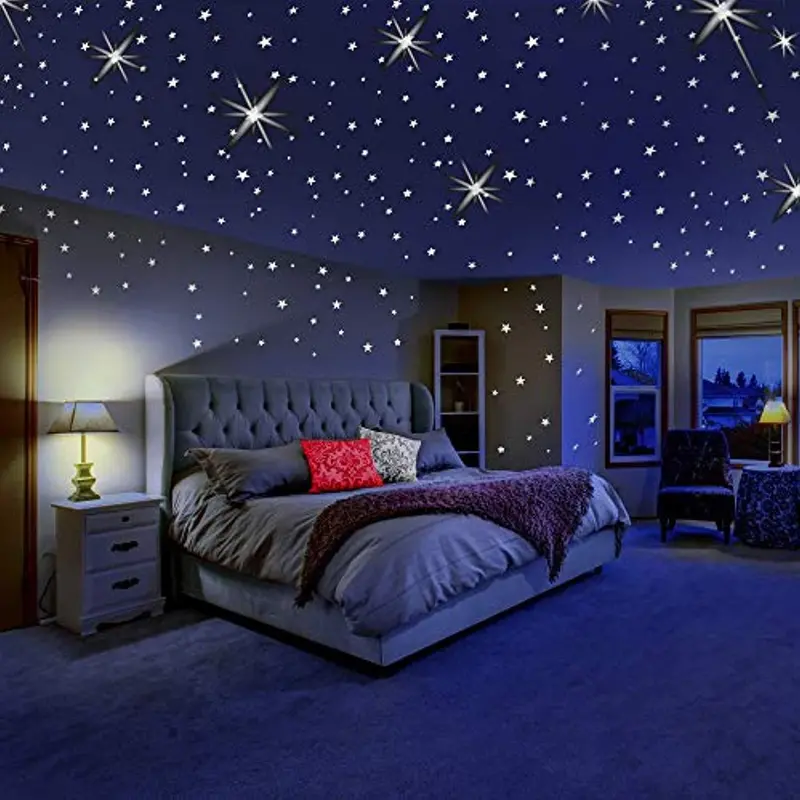 Mafox Glow-In-The-Dark Ceiling Stars – Galaxy & Solar System Wall Decal Kit For Kids’ Bedrooms, Includes Adhesive Backing & Easy Application 1