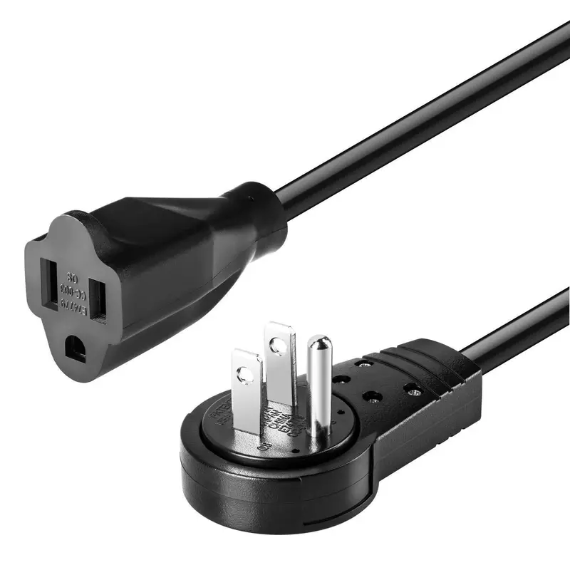 Maximm Ul-Listed 1-Foot Rotating Flat-Plug Extension Cord – 16 Awg Grounded Power Cable (Black) 1