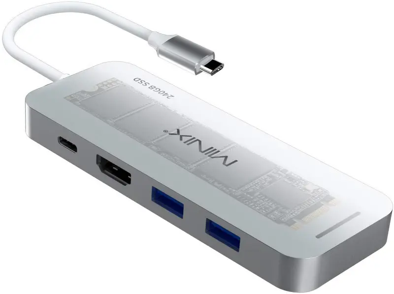 Minix Neo Storage 240Gb – Aluminum Usb-C Multiport Ssd Hub With Hdmi, Dual Usb 3.0 & Power Delivery 1