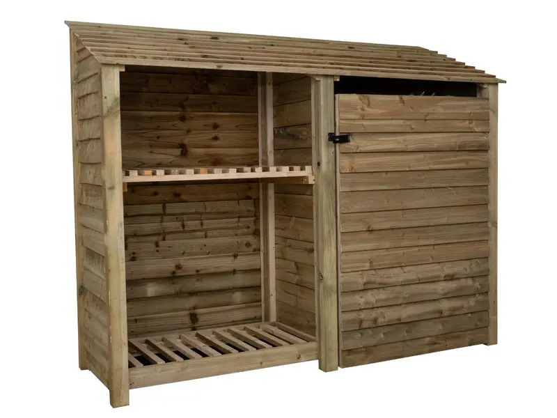 Natural-Finish Garden Tool Storage Cabinet With Shelf – 227X126/180X88Cm 3