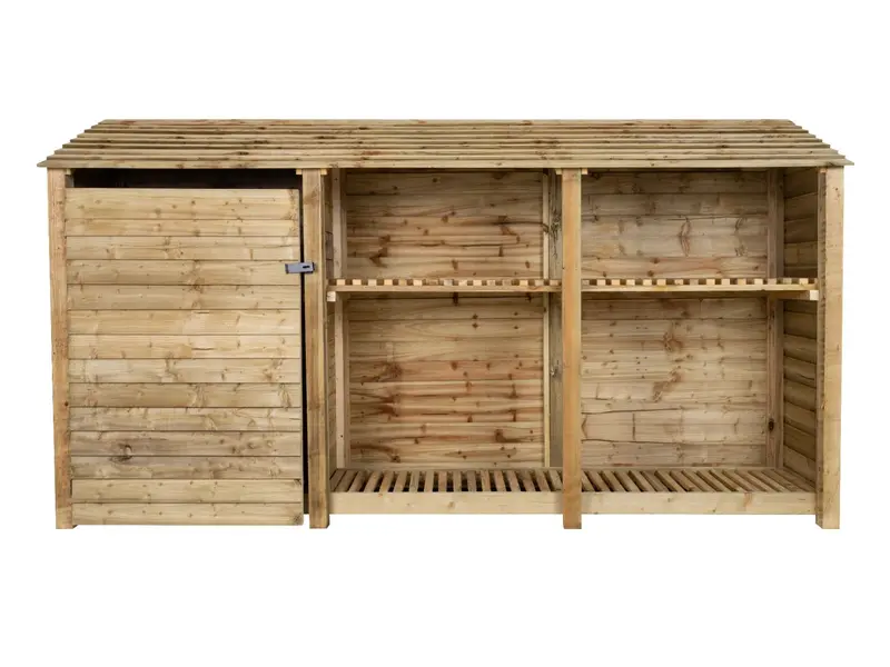 Natural-Finish Garden Tool Storage Cabinet With Shelf – 335X126/180X88Cm 3