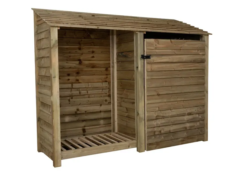 Natural-Finish Wooden Garden Tool Storage Unit – 227X126/180X88Cm 1