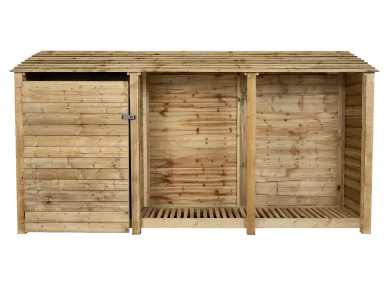 Natural-Finish Wooden Garden Tool Storage Unit – 335X126/180X88Cm 3