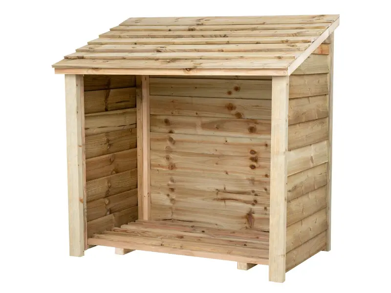 Natural-Finish Wooden Log Store – 119X118X71Cm 1
