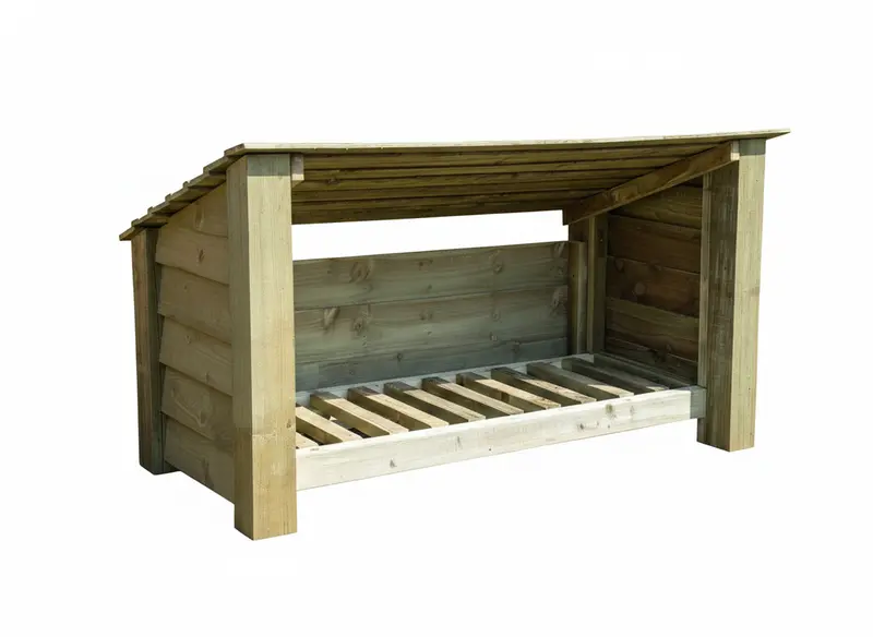 Natural-Finish Wooden Outdoor Shoe And Log Storage Box – 119X66X54Cm 1