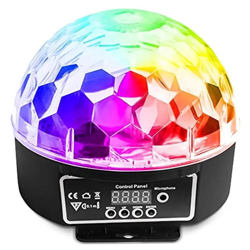 Nulights Rgb Led Disco Ball – Sound-Activated, Dmx-Ready Party Light With Digital Display & 5-Color Mode For Indoors Or Outdoors 1