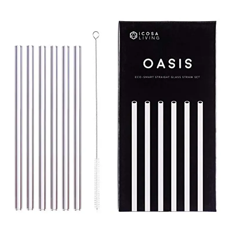 Oasis Premium Straight Glass Drinking Straws – 6-Pack, 9-Inch X 10Mm Diameter, Durable & Eco-Conscious 1