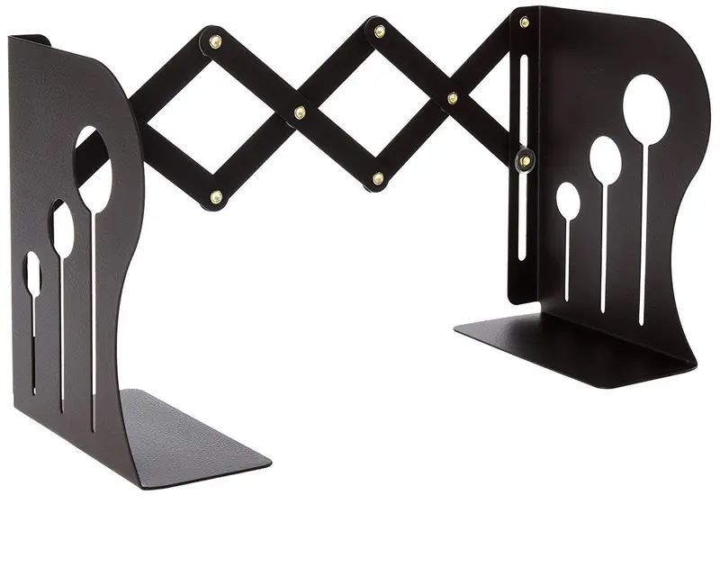 Office Square Metal Bookends – Heavy-Duty Adjustable Desk Organizer With Non-Slip Base 2