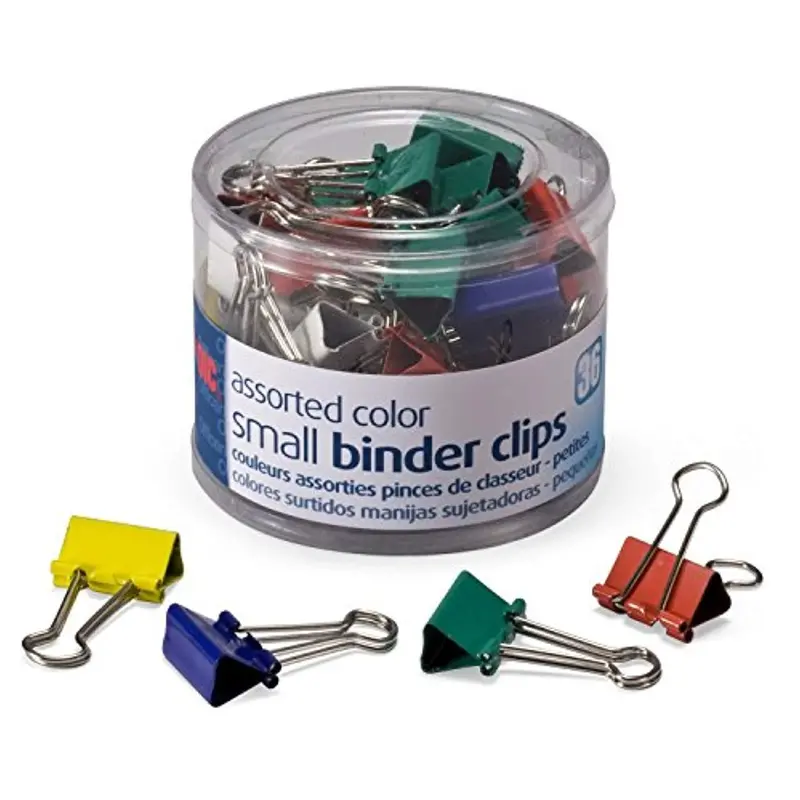 Officemate Oic Small Binder Clips – Assorted Colors, 36 Per Tub, 4-Pack (Model 31028) 1