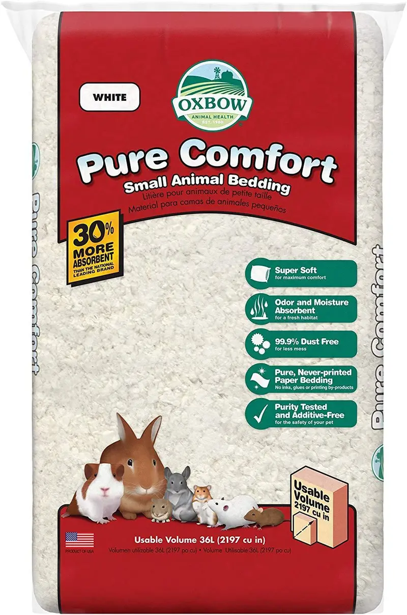Oxbow Pure Comfort White Paper Bedding – 21-Liter Eco-Friendly, Hypoallergenic Small Pet Litter 1