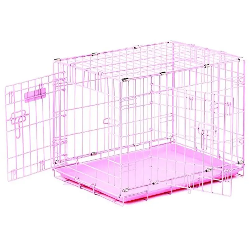 Precision Pet Provalu Double-Door Dog Crate – Pink Collapsible Kennel With Secure Latches And Ventilated Panels For Safe Indoor Use 1