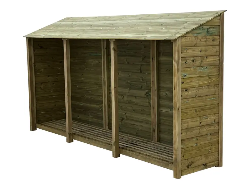 Premium Tongue-And-Groove Log Storage Shed (335 × 126/180 × 88 Cm) 3