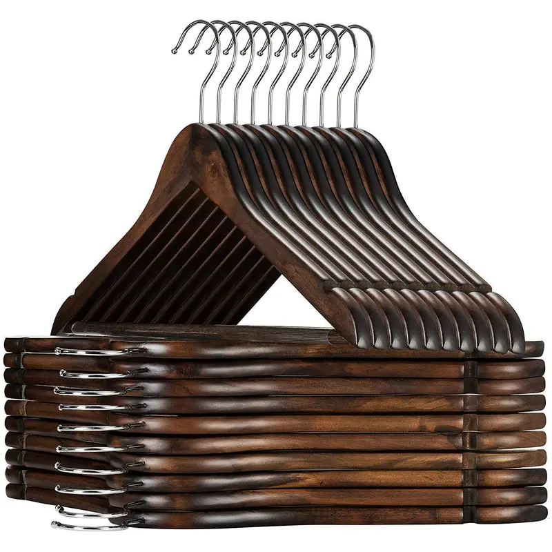 Premium Wooden Suit Hangers (20-Pack) – Solid Hardwood With Non-Slip Bar, 360° Swivel Hook & Notched Design 1