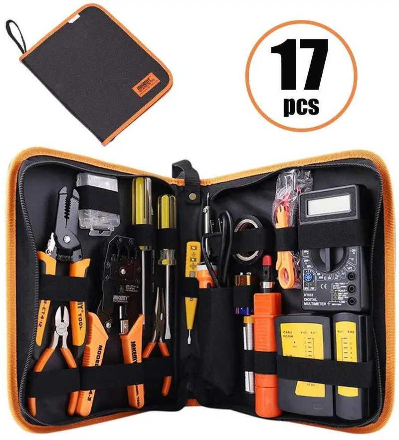Professional 17-In-1 Network Technician Tool Kit: Ethernet Crimper, Cable Tester, Soldering Iron & Stripping Pliers For Rj45/Rj11/Cat5E/Cat6 1